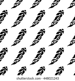 Geometric Vector pattern with black and white.Ink doodles. Repeating texture. Polynesian motifs.