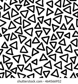 Geometric Vector pattern with black and white. Form a triangle. Hipster fashion Memphis style. Retro Memphis 80s or 90s style fashion abstract background seamless pattern.