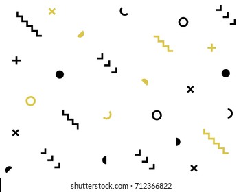 Geometric Vector pattern with black and white. Form a triangle, a line, a circle. Hipster fashion Memphis style.