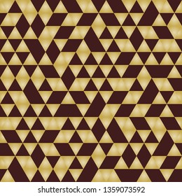 Geometric vector pattern with brown and golden triangles. Geometric modern ornament. Seamless abstract background