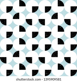 Geometric vector pattern with circles and semicircles. Modern abstract background with simple shapes and  texture.
