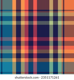 Geometric vector pattern. Colorful plaid plaid in pastel blue, orange, green, yellow, white colors for gift paper, textiles. For the design.