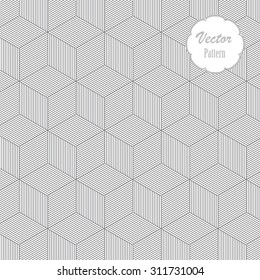 Geometric vector pattern with cube design with lines