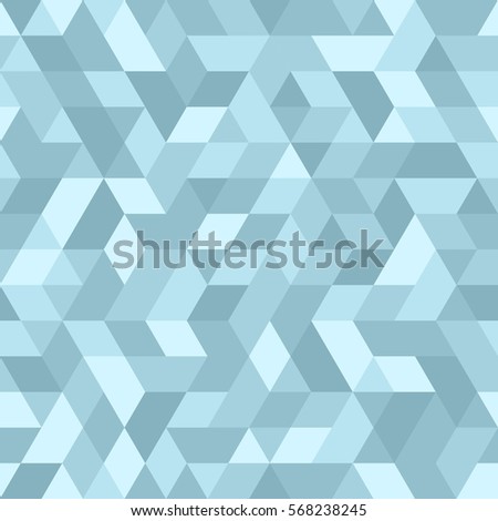 Geometric vector pattern with dark and light blue triangles. Geometric modern ornament. Seamless abstract background.