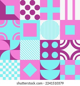 Geometric vector pattern design in Bauhaus styles, background design, for web design, business card, invitation card, poster, landing page, book cover design. 