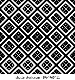 Geometric vector pattern with diamond elements. Seamless abstract ornament for wallpapers and backgrounds. Black and white colors.