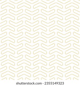 Geometric vector pattern with dotted golden arrows. Geometric modern ornament. Seamless abstract background