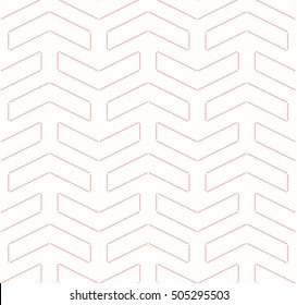 Geometric vector pattern with dotted pink arrows. Seamless abstract background
