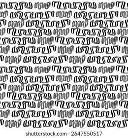 Geometric vector pattern featuring alternating wavy lines in black and white