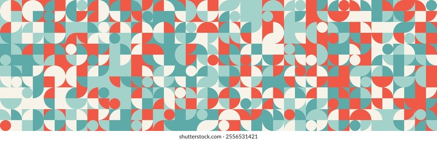 Geometric vector pattern featuring minimal shapes and seamless design. Great for abstract backgrounds, trendy posters, or textile prints. Modern and artistic simplicity.