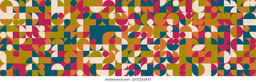 Geometric vector pattern featuring minimal shapes and seamless design. Great for abstract backgrounds, trendy posters, or textile prints. Modern and artistic simplicity.