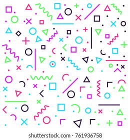 Geometric Vector pattern. Form a triangle, a line, a circle. Hipster fashion Memphis style.