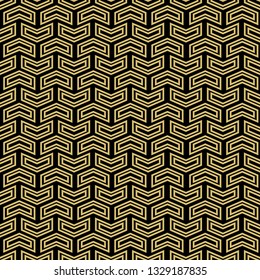 Geometric vector pattern with golden arrows. Geometric modern ornament. Seamless abstract background