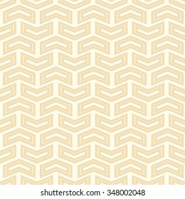 Geometric vector pattern with golden arrows. Seamless abstract background
