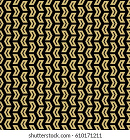 Geometric vector pattern with golden arrows. Geometric modern ornament. Seamless abstract background