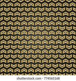 Geometric vector pattern with golden arrows. Geometric modern ornament. Seamless abstract background