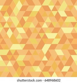 Geometric vector pattern with golden and orange triangles. Geometric modern ornament. Seamless abstract background