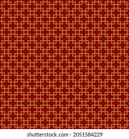 Geometric vector pattern with golden rectangle on red blackground. Seamless abstract background