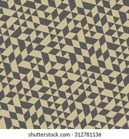 Geometric vector pattern with gray and golden triangles. Seamless abstract background