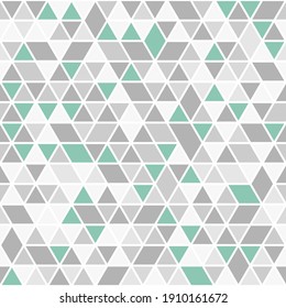 Geometric vector pattern with gray and green triangles. Geometric modern ornament. Seamless abstract background