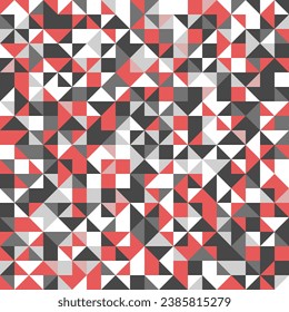 Geometric vector pattern with gray, red and white triangles. Geometric modern ornament. Seamless abstract background