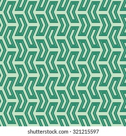 Geometric vector pattern with green arrows. Seamless abstract background