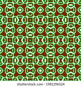 Geometric vector pattern with green and red colors. Seamless abstract ornament for wallpapers and backgrounds.