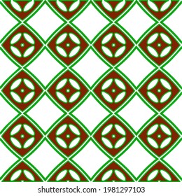 Geometric vector pattern with green and red colors. Seamless abstract ornament for wallpapers and backgrounds.