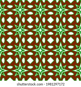 Geometric vector pattern with green and red colors. Seamless abstract ornament for wallpapers and backgrounds.