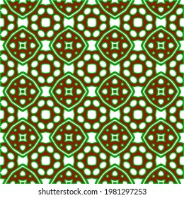 Geometric vector pattern with green and red colors. Seamless abstract ornament for wallpapers and backgrounds.