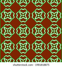 Geometric vector pattern with green and red colors. Seamless abstract ornament for wallpapers and backgrounds.