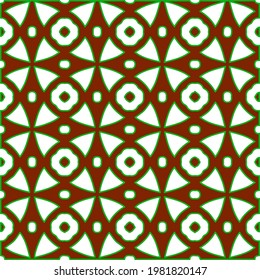 Geometric vector pattern with green and red colors. Seamless abstract ornament for wallpapers and backgrounds.
