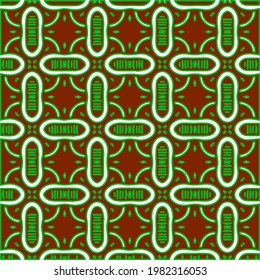 Geometric vector pattern with green and red colors. Seamless abstract ornament for wallpapers and backgrounds.