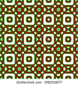 Geometric vector pattern with green and red colors. Seamless abstract ornament for wallpapers and backgrounds.