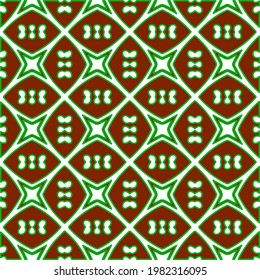 Geometric vector pattern with green and red colors. Seamless abstract ornament for wallpapers and backgrounds.