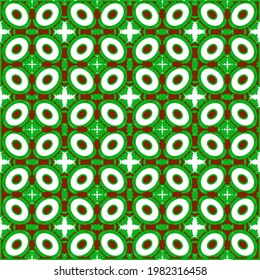 Geometric vector pattern with green and red colors. Seamless abstract ornament for wallpapers and backgrounds.