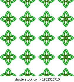 Geometric vector pattern with green and red colors. Seamless abstract ornament for wallpapers and backgrounds.