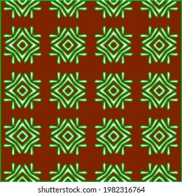 Geometric vector pattern with green and red colors. Seamless abstract ornament for wallpapers and backgrounds.