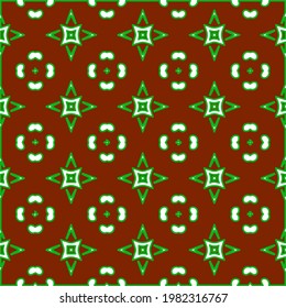 Geometric vector pattern with green and red colors. Seamless abstract ornament for wallpapers and backgrounds.