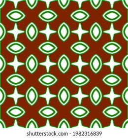 Geometric vector pattern with green and red colors. Seamless abstract ornament for wallpapers and backgrounds.