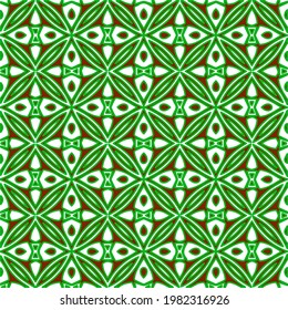 Geometric vector pattern with green and red colors. Seamless abstract ornament for wallpapers and backgrounds.