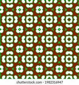 Geometric vector pattern with green and red colors. Seamless abstract ornament for wallpapers and backgrounds.