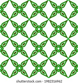 Geometric vector pattern with green and red colors. Seamless abstract ornament for wallpapers and backgrounds.