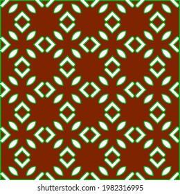 Geometric vector pattern with green and red colors. Seamless abstract ornament for wallpapers and backgrounds.