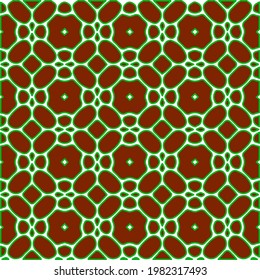 Geometric vector pattern with green and red colors. Seamless abstract ornament for wallpapers and backgrounds.