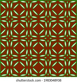 Geometric vector pattern with green and red colors. Seamless abstract ornament for wallpapers and backgrounds.