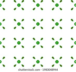 Geometric vector pattern with green and red colors. Seamless abstract ornament for wallpapers and backgrounds.