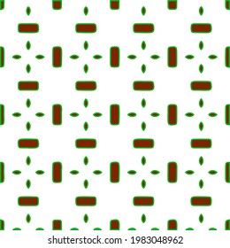 Geometric vector pattern with green and red colors. Seamless abstract ornament for wallpapers and backgrounds.