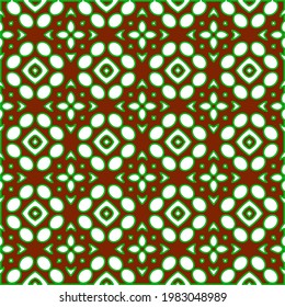 Geometric vector pattern with green and red colors. Seamless abstract ornament for wallpapers and backgrounds.