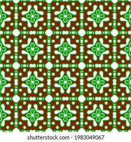 Geometric vector pattern with green and red colors. Seamless abstract ornament for wallpapers and backgrounds.